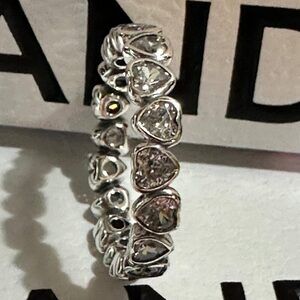 Authentic Pandora , SZ 9, Silver Heart Forever More Stacking Band Ring